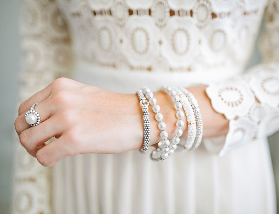 bridal jewelry pearls white caviar