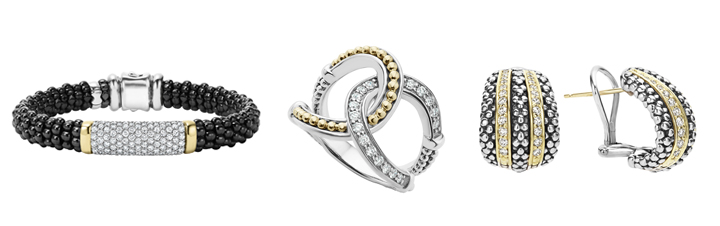 black caviar with diamonds new enso ring and classic diamond earrings