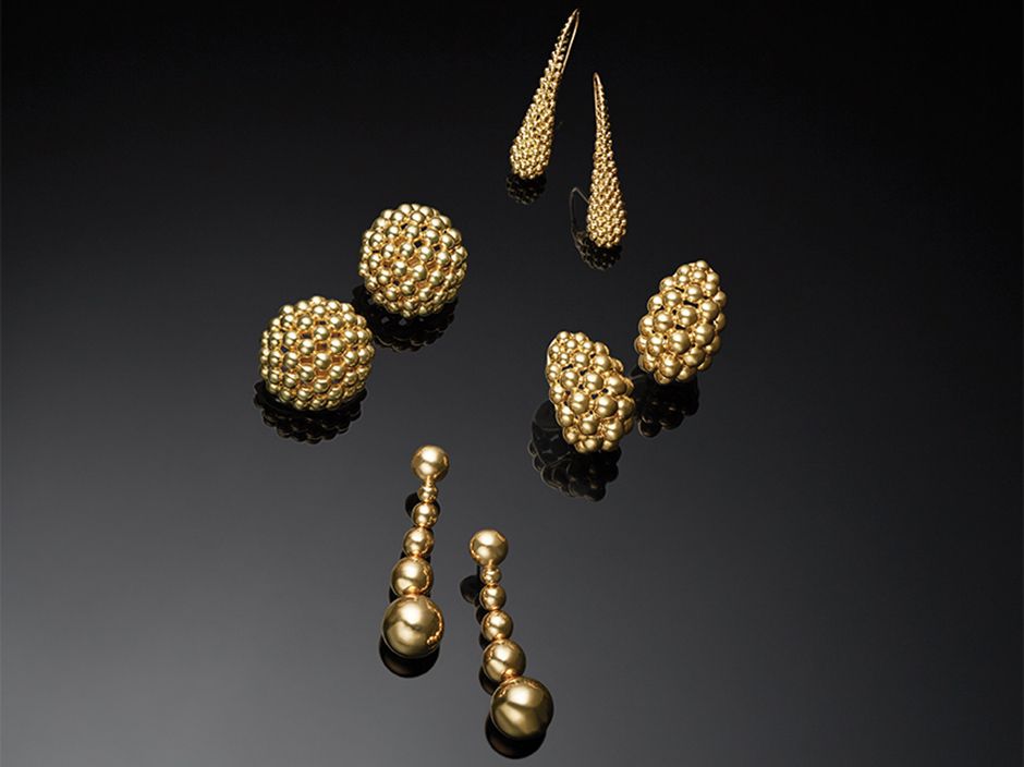 gold caviar drop earrings